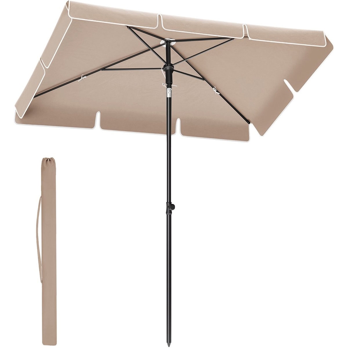 GPU044K01-1 Umbrela terasa sau gradina reglabila, inclinare 2 directii, protectie UV UPF 50+, husa inclusa, 230x150 cm, maro taupe Mob360 - imagine 1