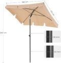 Umbrela terasa gradina sau plaja, inclinare 2 directii, protectie UV UPF 50+, 180x125 cm, maro taupe Mob360 - imagine 5