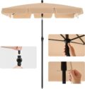 Umbrela terasa gradina sau plaja, inclinare 2 directii, protectie UV UPF 50+, 180x125 cm, maro taupe Mob360 - imagine 6
