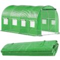 Folie pentru sera gradina 450x200x200 cm, 140 g/m², armata cu plasa, UV4, 9 ferestre, verde Mob360