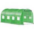 Folie pentru sera gradina 450x200x200 cm, 140 g/m², armata cu plasa, UV4, 9 ferestre, verde Mob360 - imagine 6