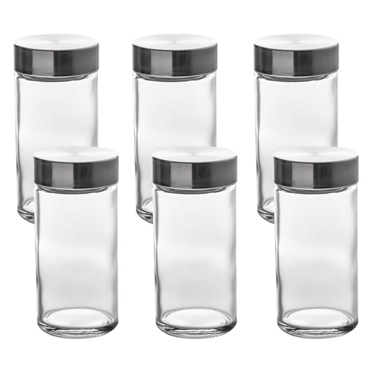 JJ-151233-1 Set 6 borcane condimente 5Five din sticla, 80 ml, capac inox, transparent Mob360 - imagine 1