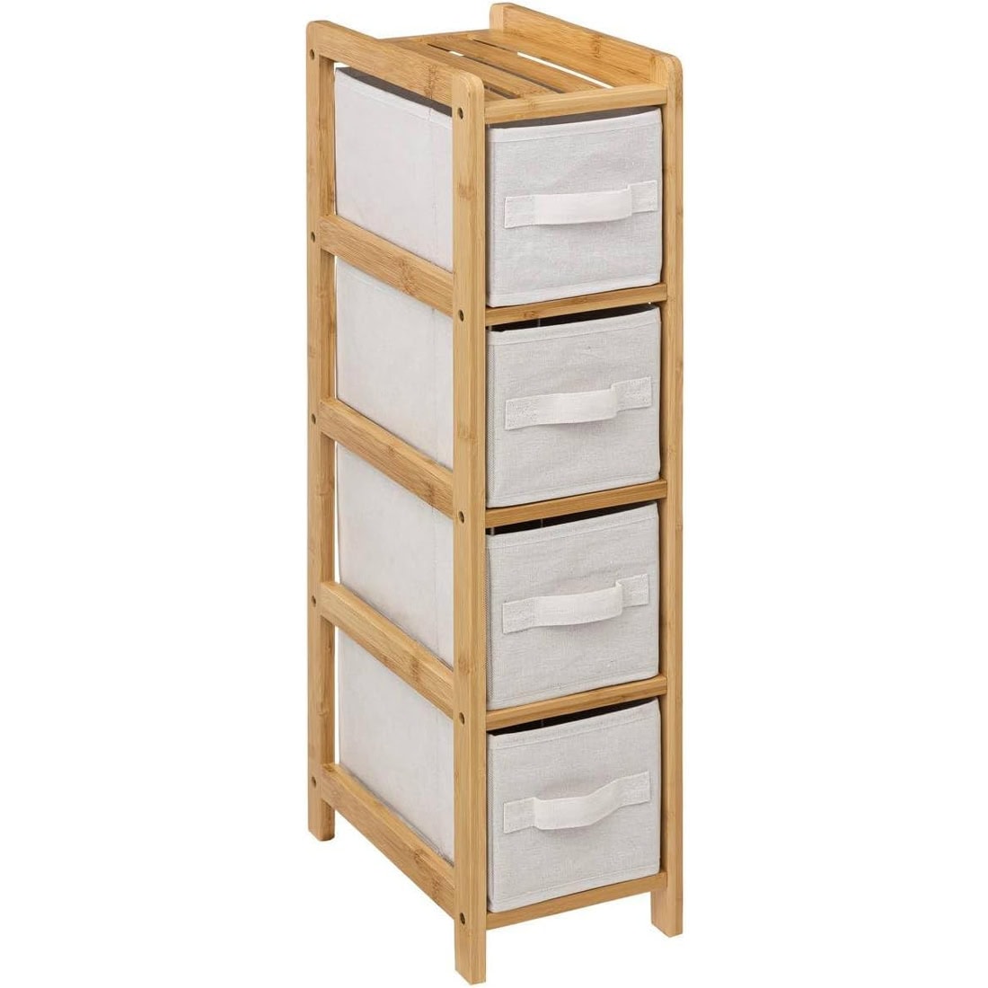 JJ-174903-6 Dulap 5Five Tidy Box cu 5 rafturi, carton presat si bambus, 33x19x78 cm, bej Mob360 - imagine 1