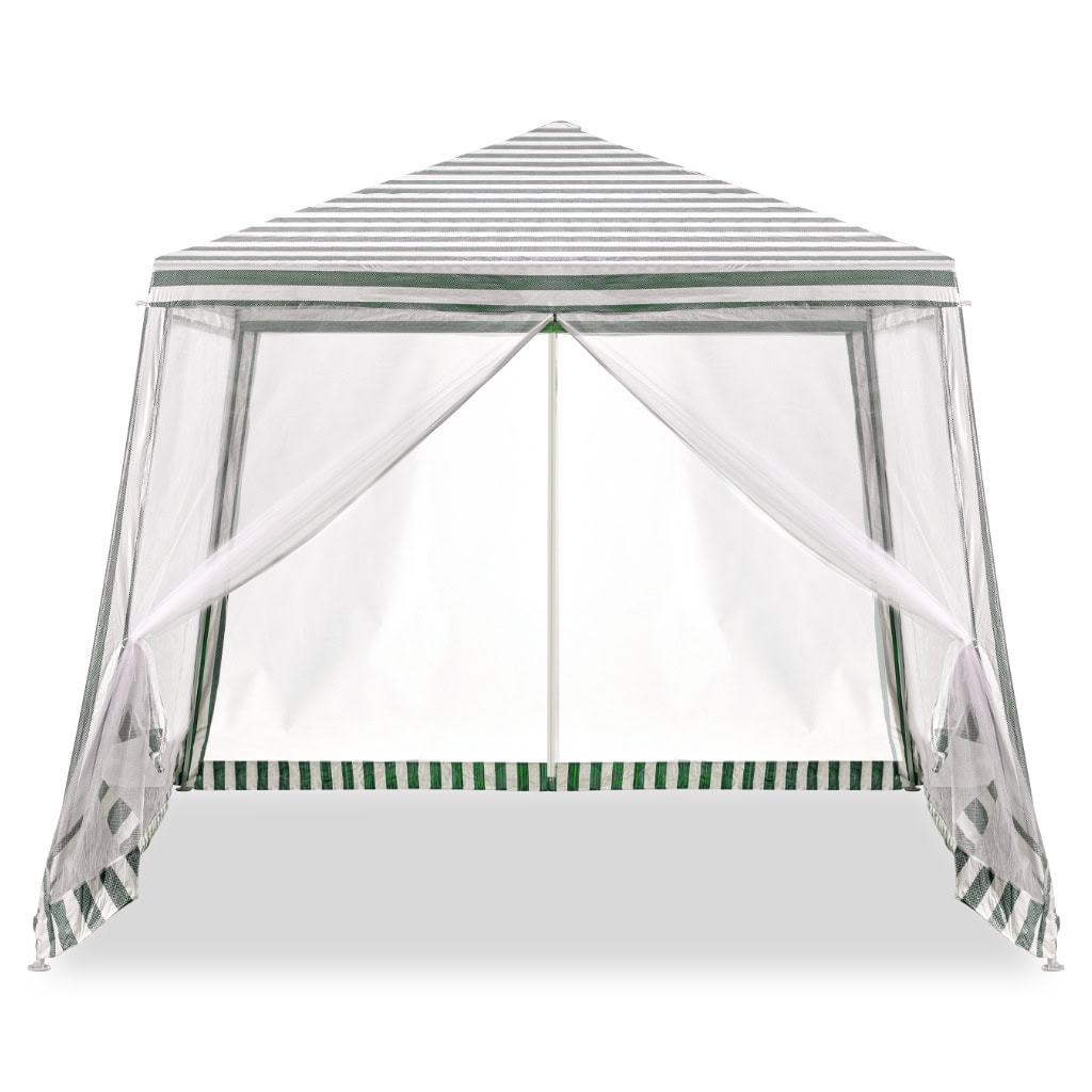 KX4074-10 Cort pavilion gradina, pereti cu plasa anti insecte si structura metalica, 3x3 m, alb si verde Mob360 - imagine 1