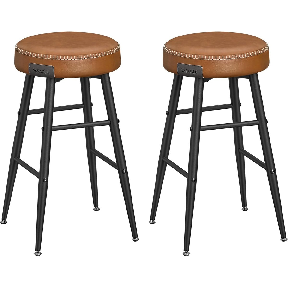 LBC080K01-9 VASAGLE Set 2 scaune bar EKHO, tapiterie PU, cadru metalic, 50x50x63 cm, maro caramel Mob360 - imagine 1