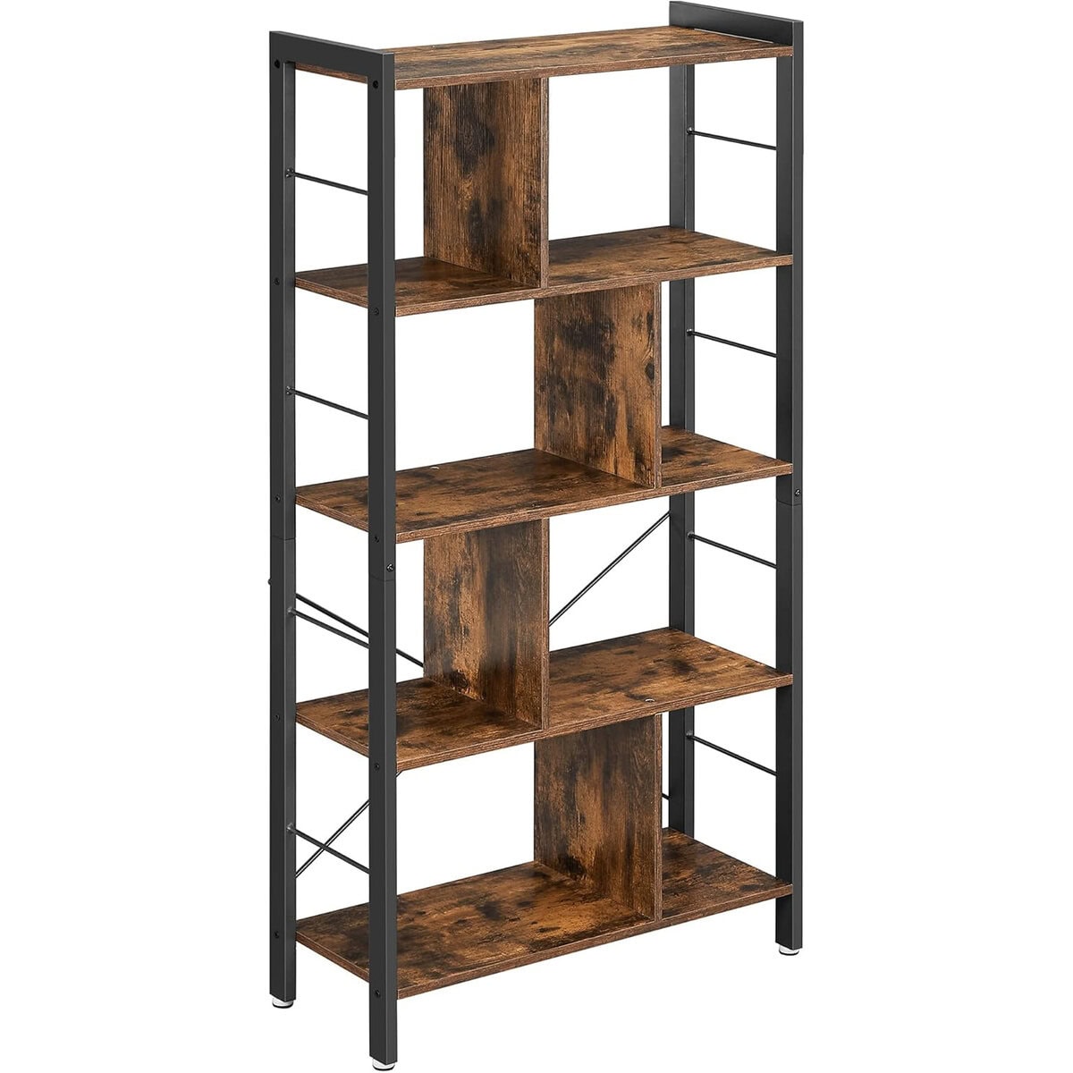 LBC12BX-9 VASAGLE Biblioteca cu 4 rafturi, cadru metalic, stil industrial, 74x30x155 cm, maro rustic Mob360 - imagine 1