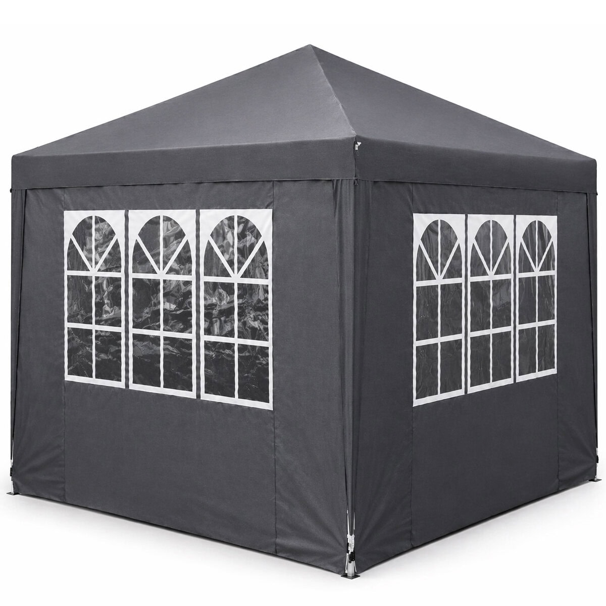 PA8-0 Cort pavilion de gradina pliabil, instalare automata pop-up, material textil oxford impermeabil, cu 4 pereti laterali, 300x300cm, gri Mob360 - imagine 1