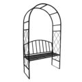 Pergola pentru gradina cu banca, structura otel, design arcuit, 115x45x208 cm, negru Mob360 - imagine 2