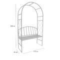 Pergola pentru gradina cu banca, structura otel, design arcuit, 115x45x208 cm, negru Mob360 - imagine 7
