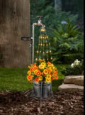 Lampa solara decorativa robinet cu ghiveci, 30 LED, lumina calda, 60 cm, negru Mob360 - imagine 2