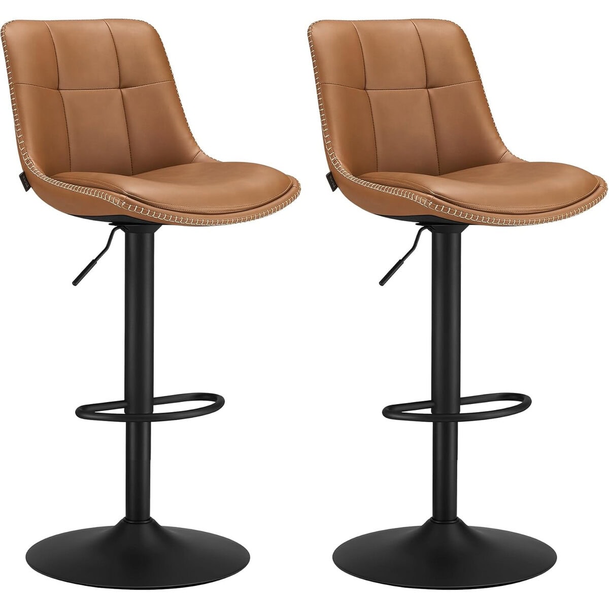 Untitled-27 VASAGLE Set 2 scaune bar reglabile, rotative 360°, tapiterie PU, cadru metalic, 44x30x90-112 cm, maro caramel Mob360 - imagine 1