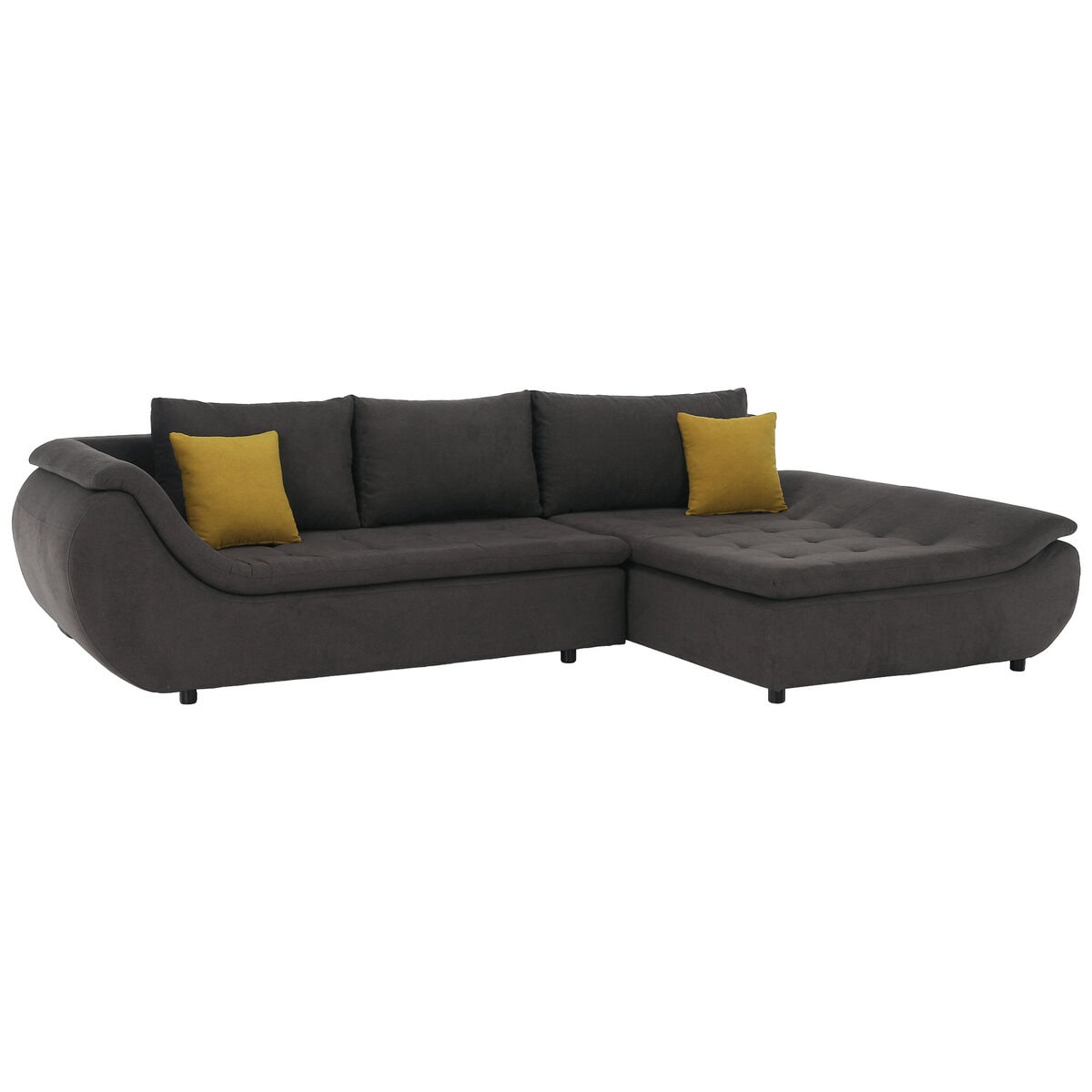 brato-sedacka-sivohneda-zlta-prava-01 Set canapea, gri-maro /galben, material textil, dreapta, BRATO - imagine 1