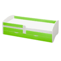 Pat cu somieră şi spaţiu de depozitare 80x160, alb/verde, COCOLINO