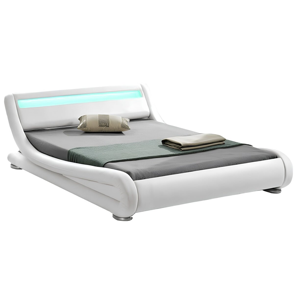 filda-postel-siva-hlavna Pat modern cu RGB LED iluminare, alb, 160x200, FILIDA - imagine 1