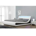 Pat matrimonial cu RGB LED iluminare, alb/negru, 160x200, MANILA NEW - imagine 2