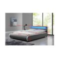 Pat matrimonial cu RGB LED iluminare, gri, 160x200, DULCEA - imagine 3