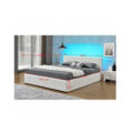 Pat matrimonial cu RGB LED iluminare, alb, 180x200, JADA NEW - imagine 2