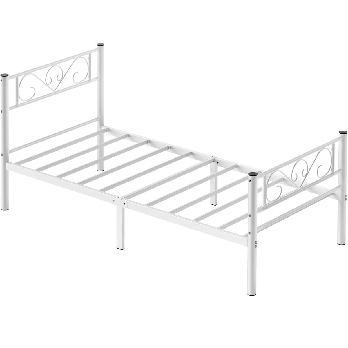 01-7 VASAGLE Cadru metalic de pat, 90×190 cm, alb Mob360 - imagine 1