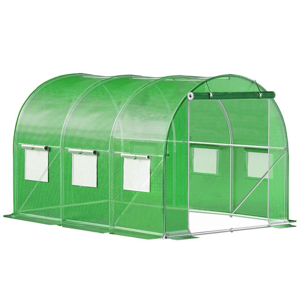 12-73 Sera de gradina, tip tunel cu cadru metalic, 200x300cm, 6 ferestre, verde, 6 mp Mob360 - imagine 1
