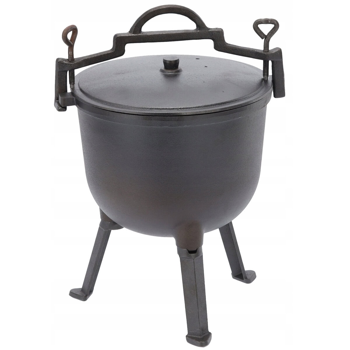 BBQ-3710-5 Ceaun vanatoresc din fonta, cu capac si picioare pentru gatit in aer liber, 8 litri, 32x47 cm, negru Mob360 - imagine 1