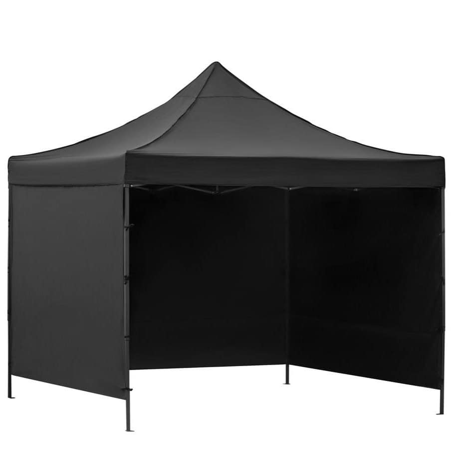 GP-0004-0 Pavilion pliabil gradina 3x3 m cu acoperis impermeabil si 3 pereti laterali, structura metalica, inaltime reglabila, negru Mob360 - imagine 1