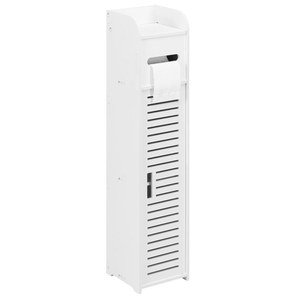 HA7523-10 Etajera ingusta pentru baie, 3 rafturi si sertar suport hartie igienica, 80x17x16 cm, alb Mob360 - imagine 1