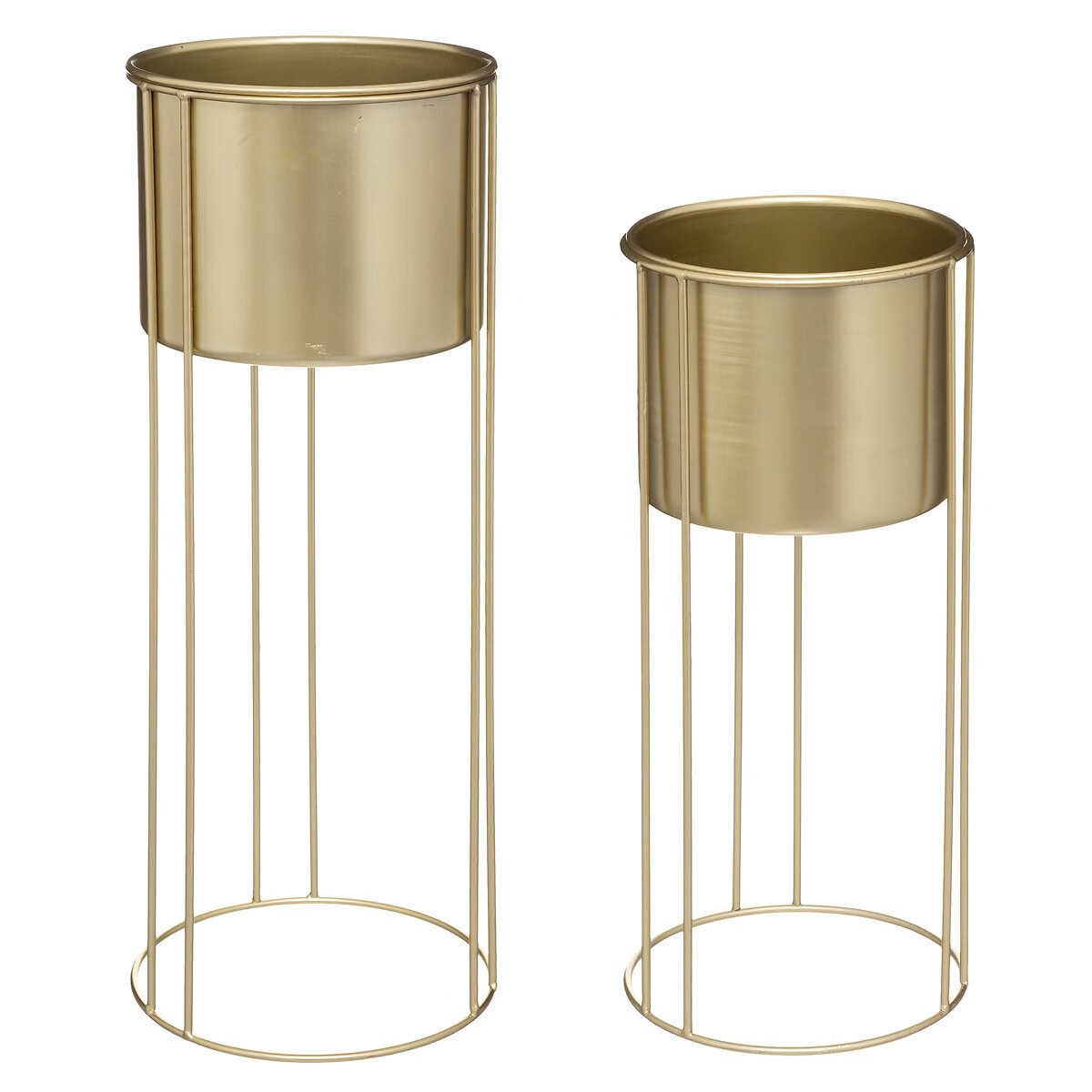 JJ-185441-1 Set ghivece metalice Atmosphera Le Collectionneur, suport inalt, 41 cm si 58 cm, auriu Mob360 - imagine 1