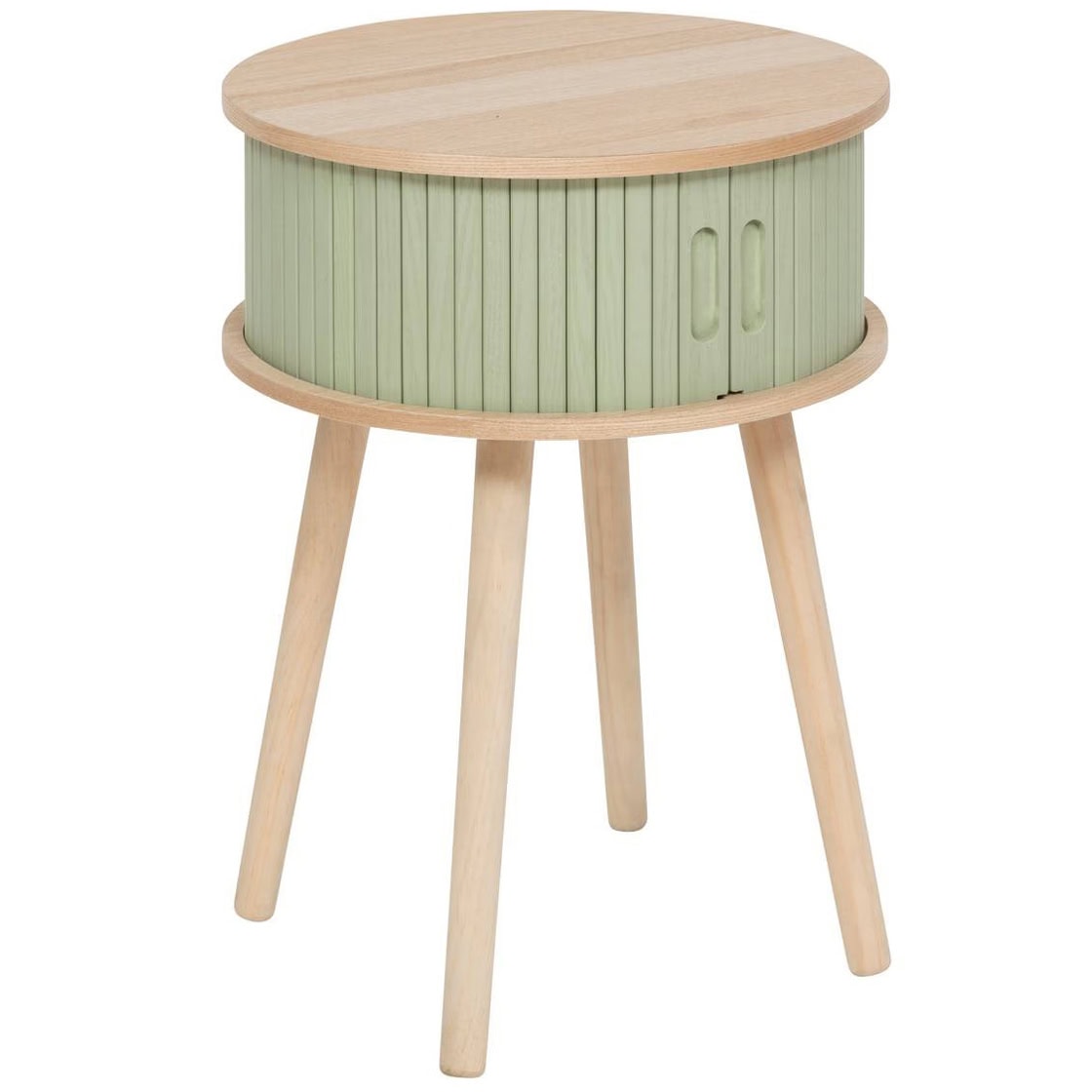 JJ-206052B-1 Noptiera rotunda Atmosphera Nysos cu 2 usi glisante si raft interior, 40x54 cm, verde Mob360 - imagine 1