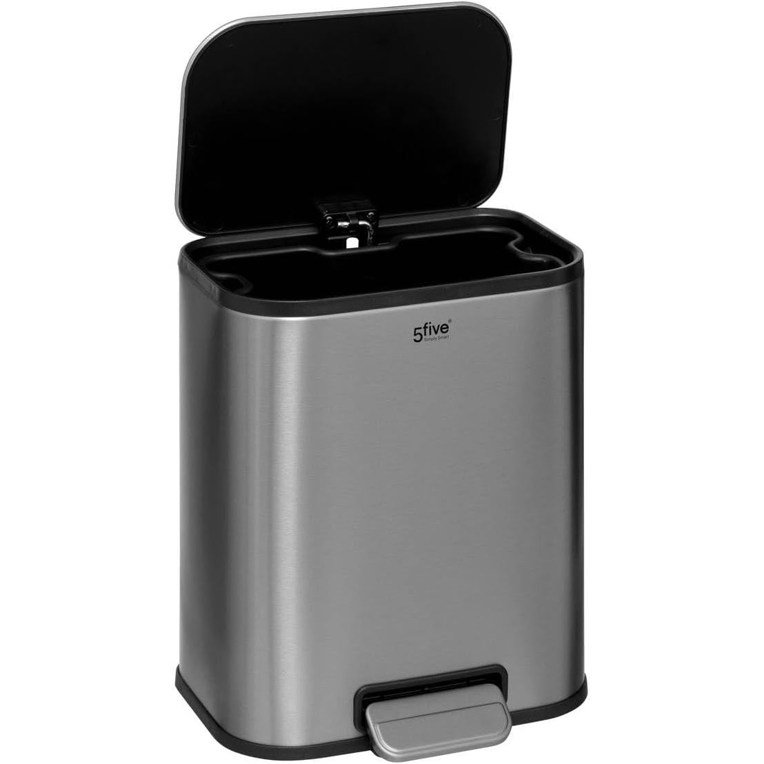 JJ-206743-4 Cos de gunoi cu pedala 5Five din otel inoxidabil mat, 5L, galeata interioara detasabila, 24x20x29 cm, gri Mob360 - imagine 1