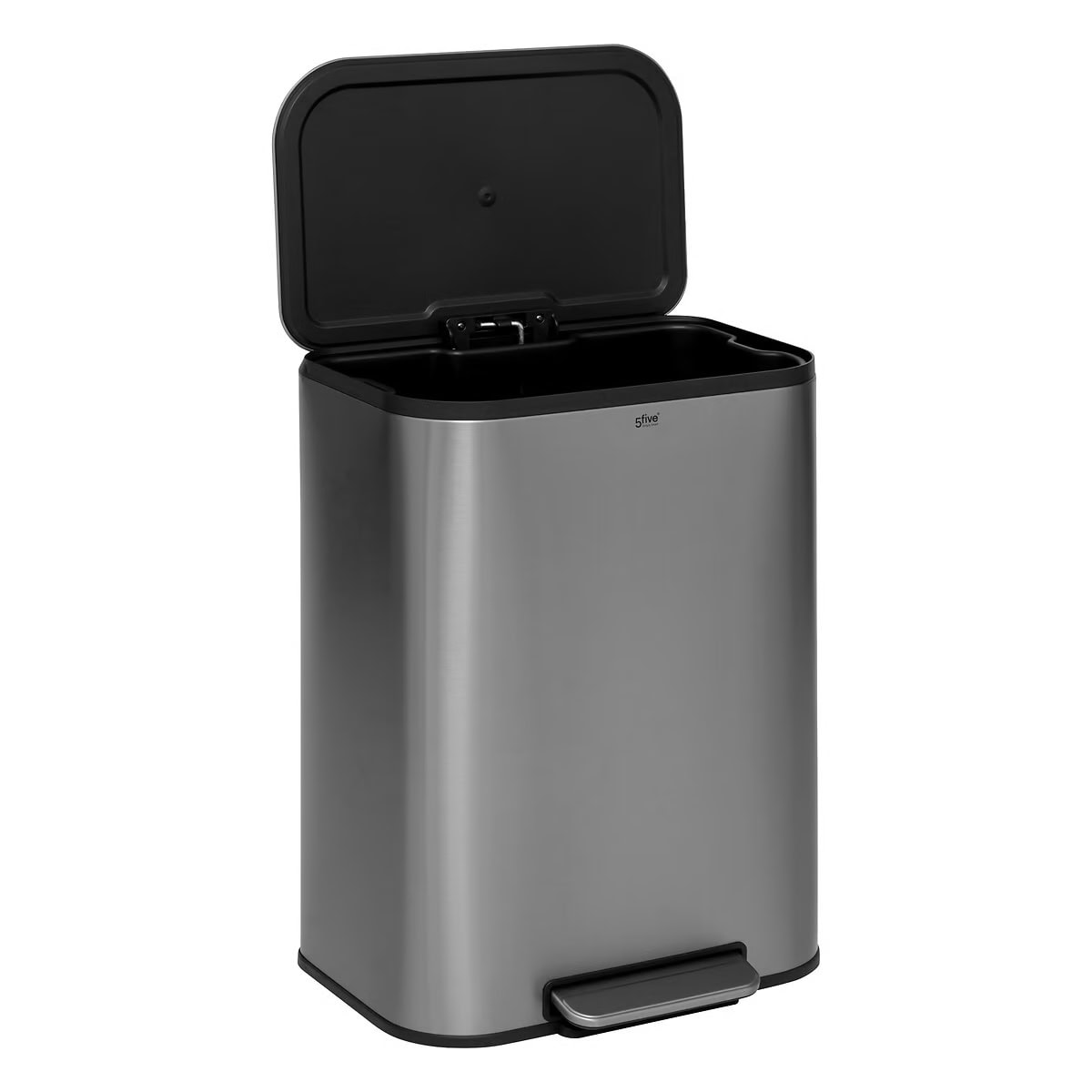JJ-206745-2 Cos de gunoi cu pedala 5Five din otel inoxidabil mat, 50L, galeata interioara detasabila, 45x35x61 cm, argintiu Mob360 - imagine 1