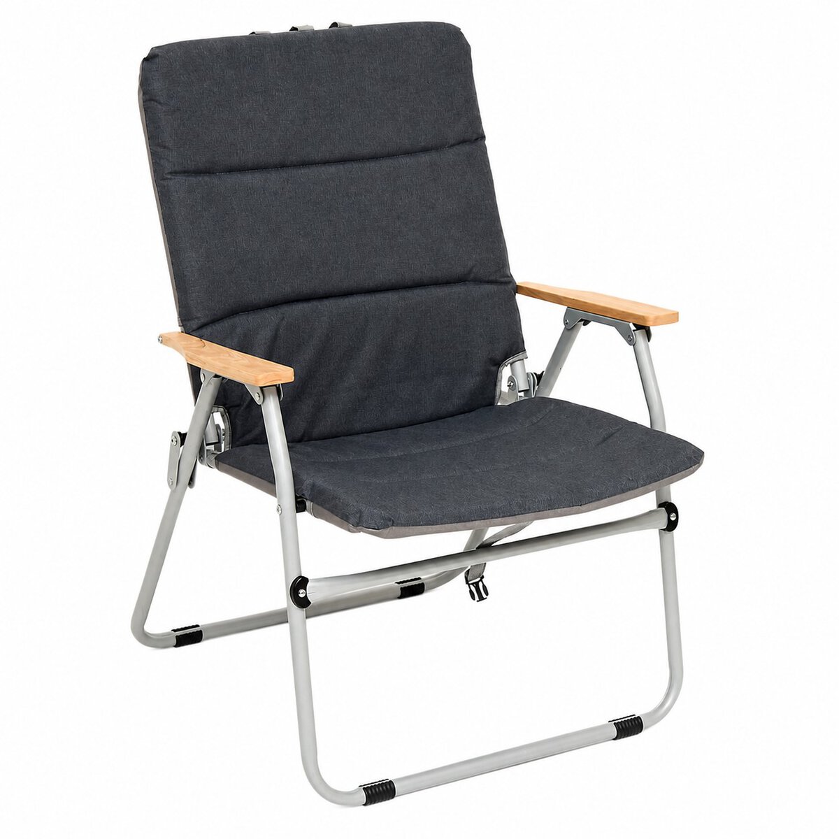 JJ-213511-1 Scaun pliabil camping sau pescuit 5Five cu cadru din otel, sezut si spatar cu burete, 64x62x91 cm, gri antracit Mob360 - imagine 1