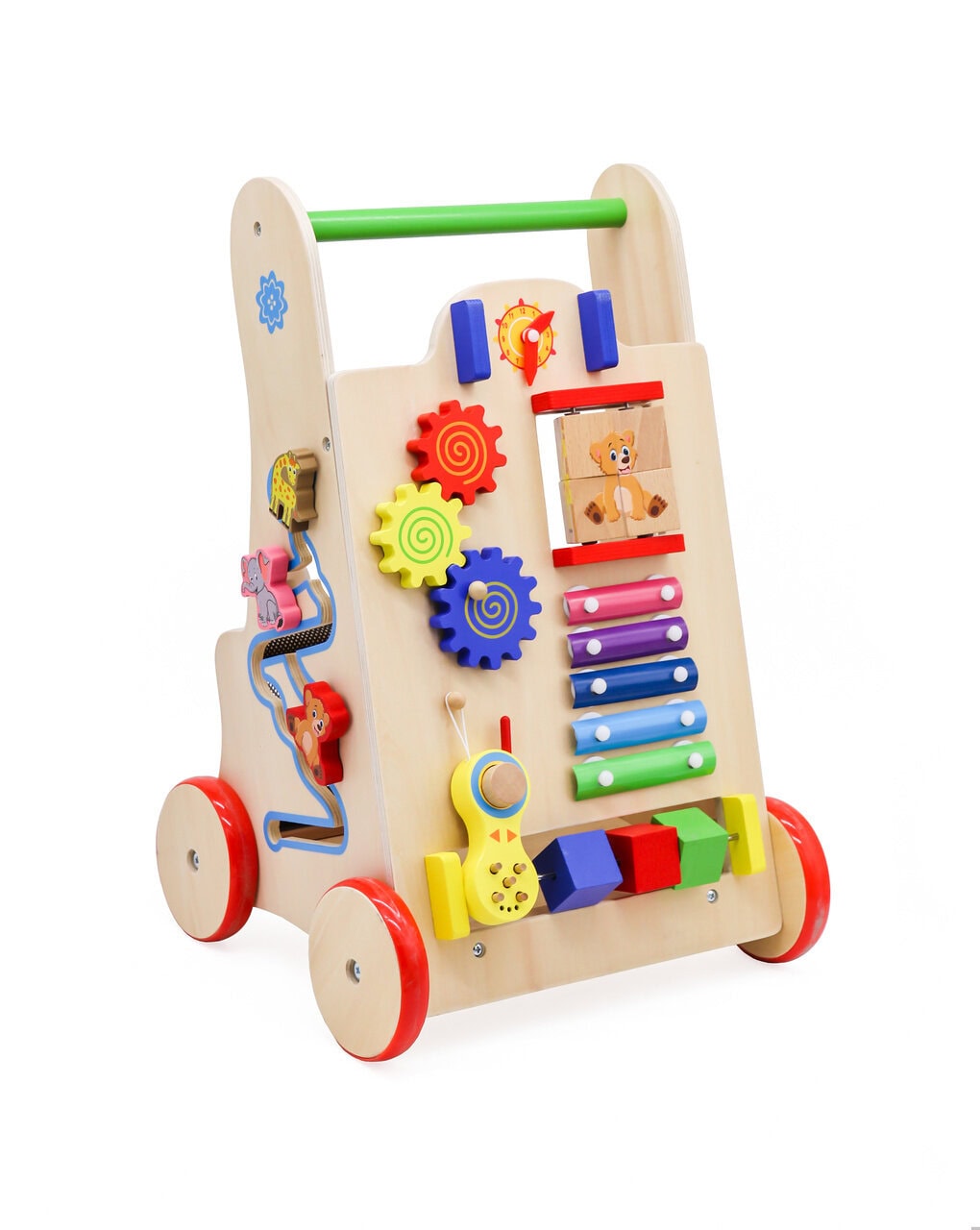 KX6495-1 Antemergator din lemn pentru copii cu jocuri educative, 51x32x31 cm, multicolor Mob360 - imagine 1