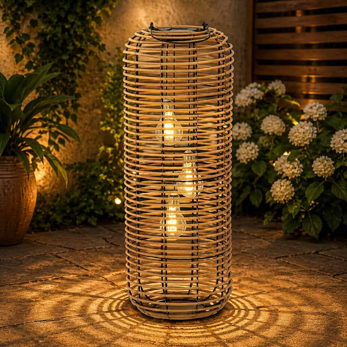 LAP-0169 Lampion solar exterior metalic, 62 cm, iluminare LED ambientala, incarcare solara, maro Mob360 - imagine 1
