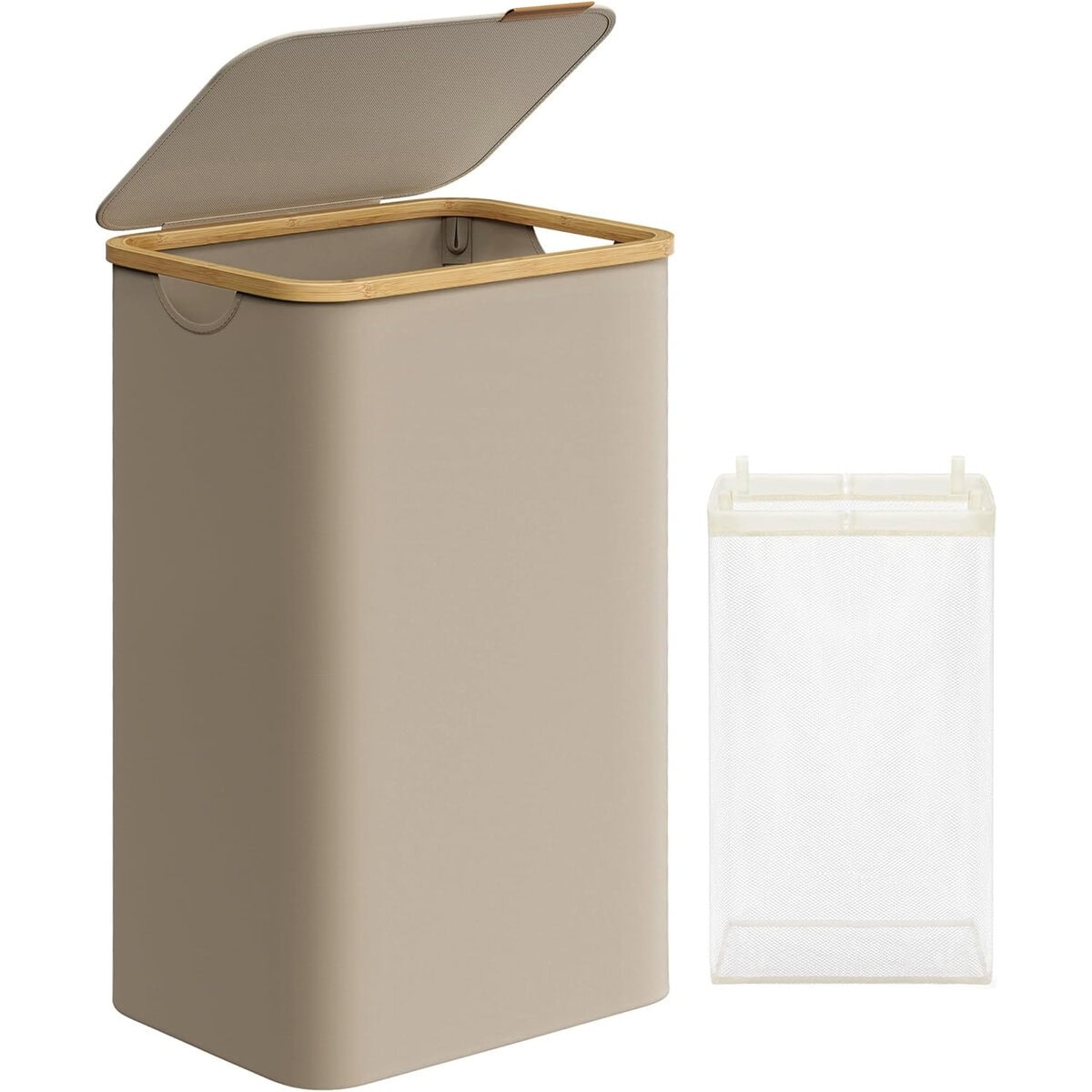 LCB509N01-8-1 Cos de rufe textil, pliabil, compartiment detasabil, 90L, 42x32x71 cm, maro Mob360 - imagine 1