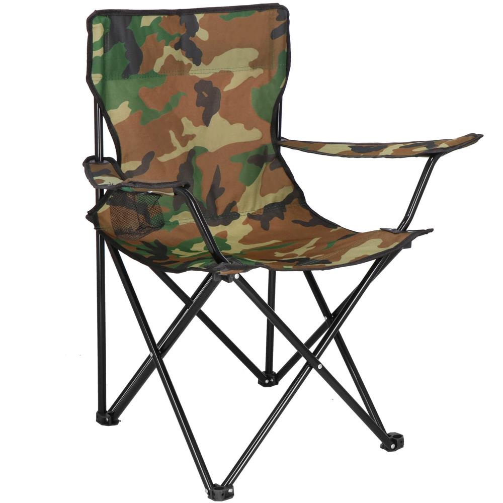 LEZ-6858-0 Scaun pliabil camping pescuit cu suport pahar, structura metalica, 50x50x80 cm, maxim 120 kg, camuflaj Mob360 - imagine 1