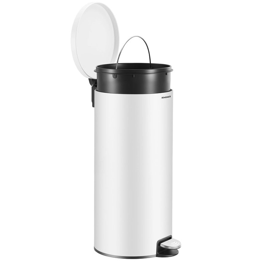 LTB031WZ02-1 Cos de gunoi cu pedala, capac soft-close, galeata detasabila, otel, 30L, saci menajeri inclusi, alb Mob360 - imagine 1