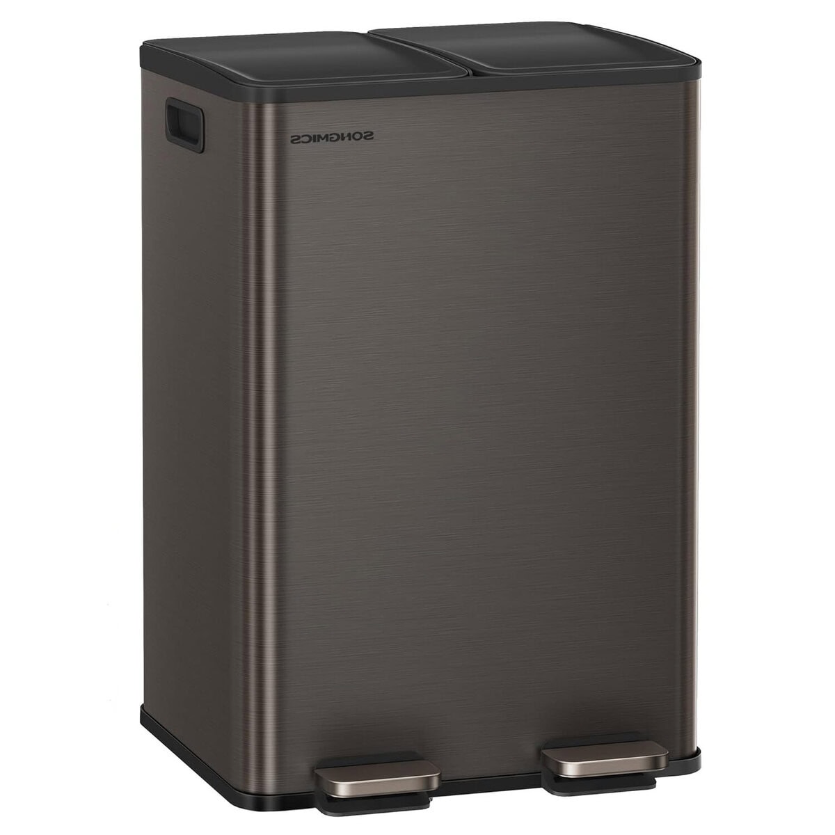 LTB741G01-8-rotated Cos de gunoi 2x30L, cu 2 compartimente, capac soft-close si galeti interioare, otel, gri antracit Mob360 - imagine 1