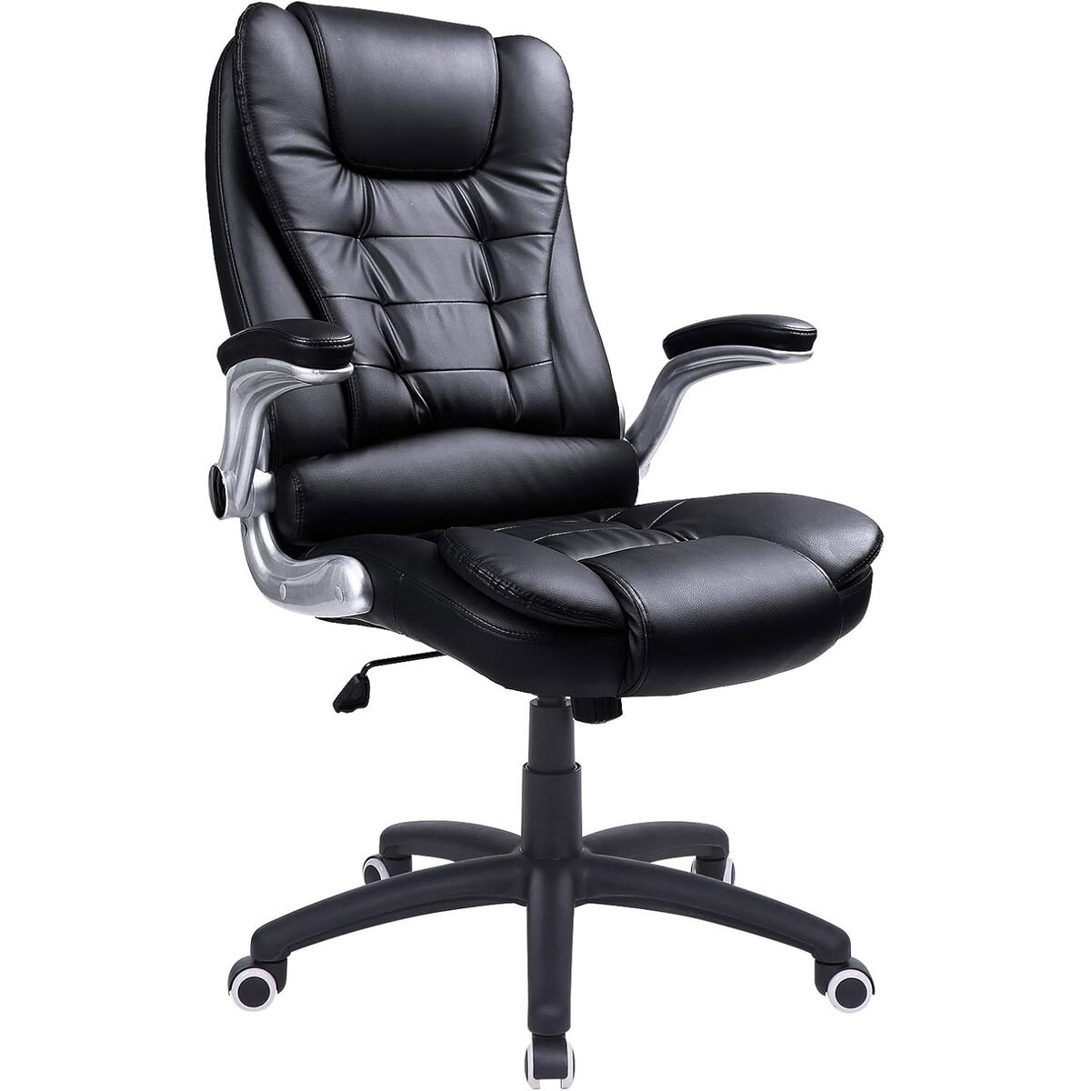 OBG51B-10 Scaun de birou ergonomic cu tetiera, spatar inalt, brate rabatabile, maxim 150 kg, 76x70x(111-121) cm, negru Mob360 - imagine 1