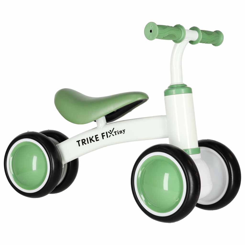 KX2776_1-2 Bicicleta fara pedale pentru copii 4 roti, otel carbon, roti EVA, maxim 30 kg, 54x24x39 cm, verde si alb Mob360 - imagine 1
