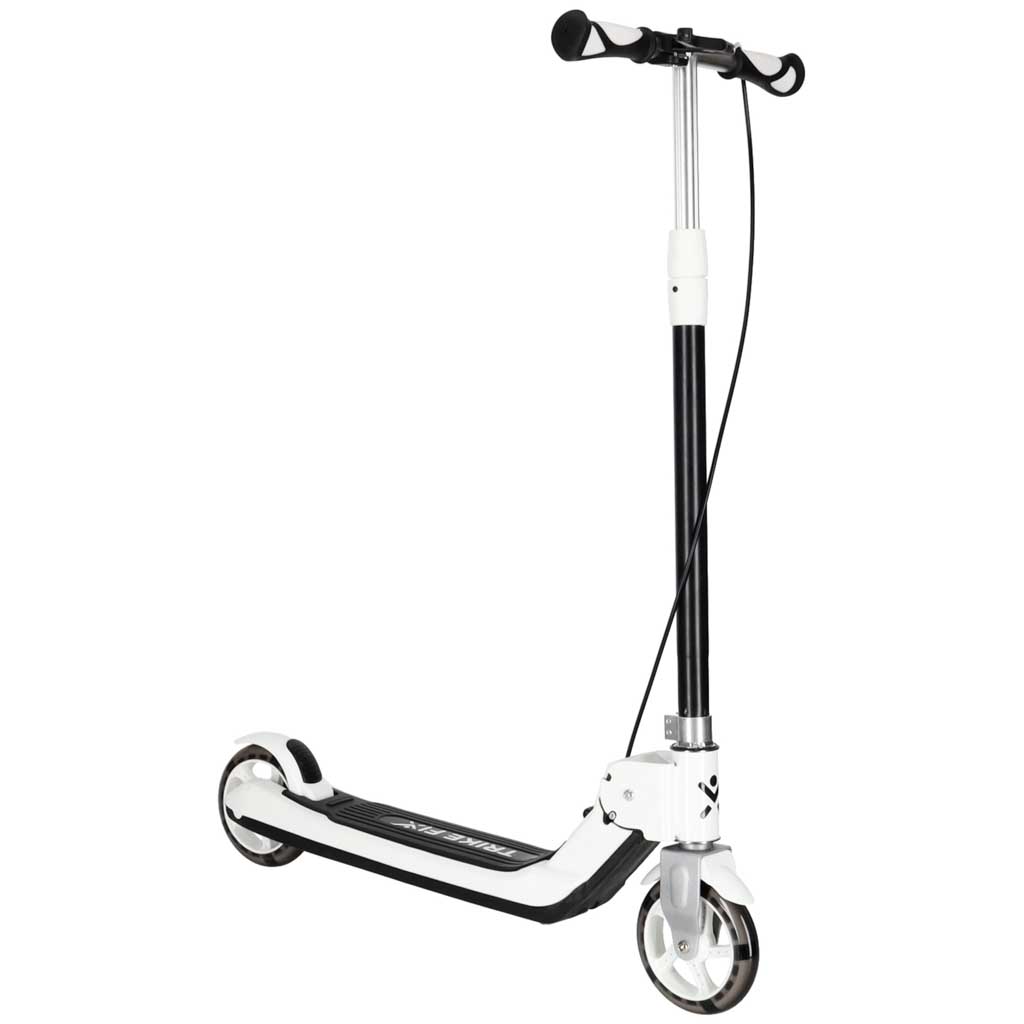 KX2778-2 Trotineta pliabila pentru copii, 2 roti cu iluminare LED, frana de mana si picior, reglabila pe inaltime, maxim 100 kg, 73x36x94 cm, negru si alb Mob360 - imagine 1