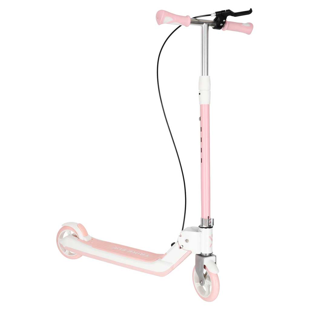 KX2778_1-4 Trotineta pliabila pentru copii, 2 roti cu iluminare LED, frana de mana si picior, reglabila pe inaltime, maxim 100 kg, 73x36x94 cm, roz si alb Mob360 - imagine 1
