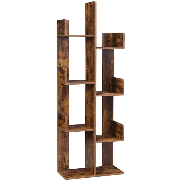 LBC66BX-1 VASAGLE Biblioteca stil arbore, cu 8 rafturi de depozitare, colturi rotunjite, 50x25x140 cm, maro rustic Mob360 - imagine 1