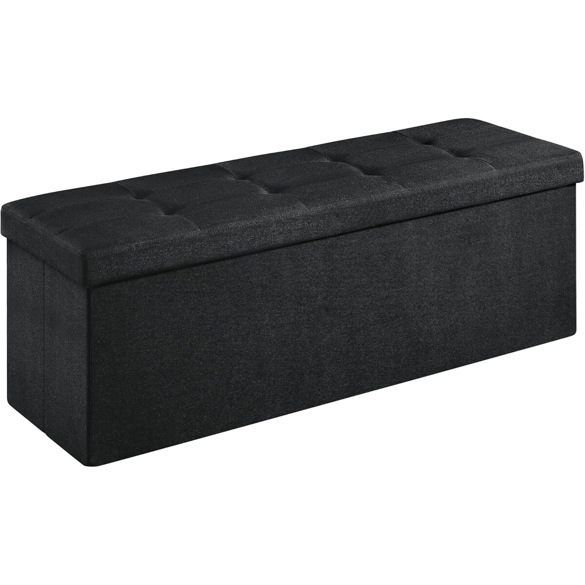 LSF077B01-7 Bancheta pliabila cu spatiu de depozitare 110x38x38 cm, MDF si material textil, capacitate 300 kg, negru Mob360 - imagine 1