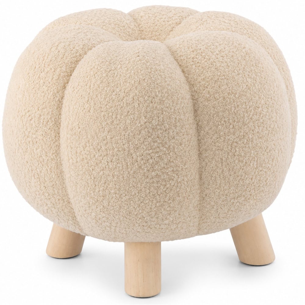 PHO-5994-1 Taburet decorativ pentru living si dormitor, material plusat, 32x30 cm, bej Mob360 - imagine 1
