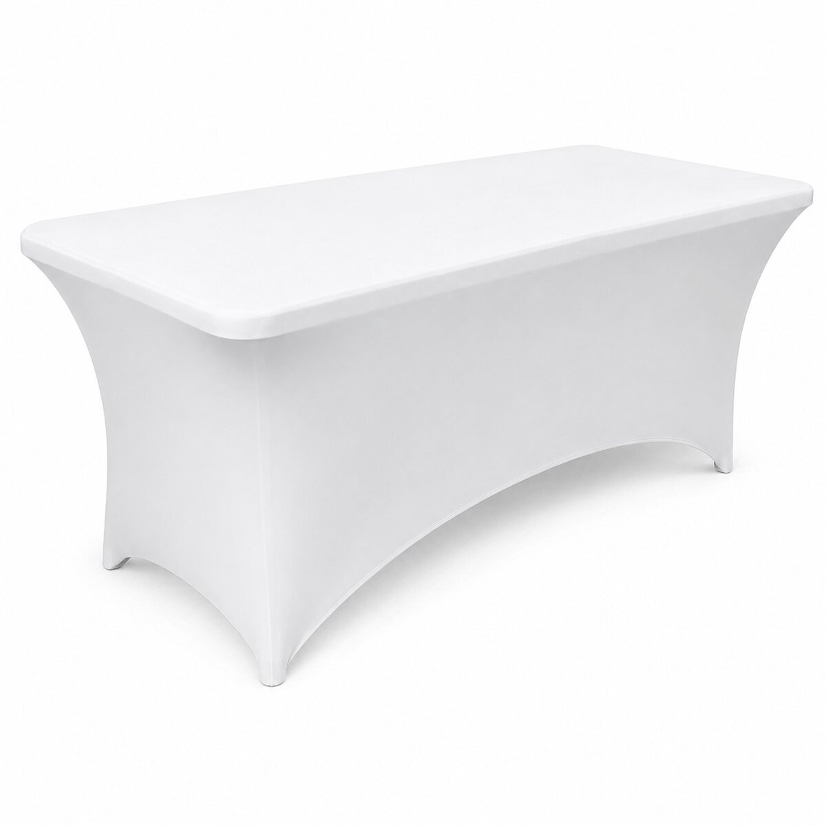 husa-masa-catering Husa elastica pentru masa gradina sau evenimente, poliester si spandex, 183x76x74 cm, alb Mob360 - imagine 1